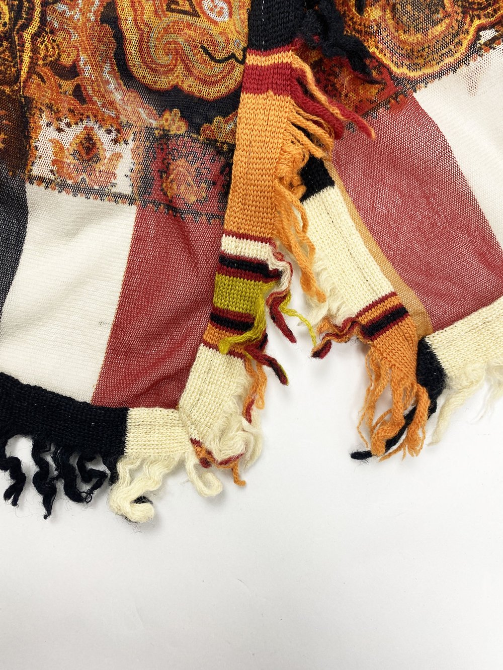 Jean Paul Gaultier paisley mesh fringe jacket — JAMES VELORIA